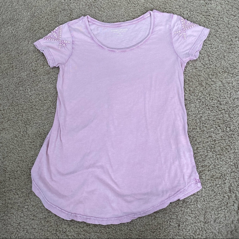 Lucky Brand Light Purple Casual Tee